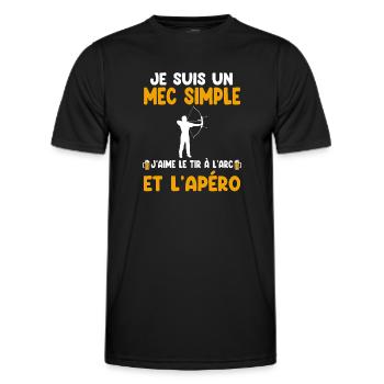 Simple guy archery aperitif archer humor - Men's Functional T-Shirt - black - Front - AI Model Male 178 dark (178cm)