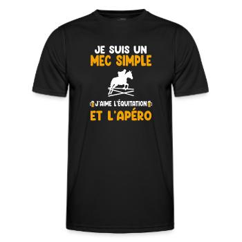 Einfacher Kerl reiten Aperitif Reiter Humor - Männer Funktions-T-Shirt - Schwarz - Vorne - AI Model Male 178 dark (178cm)