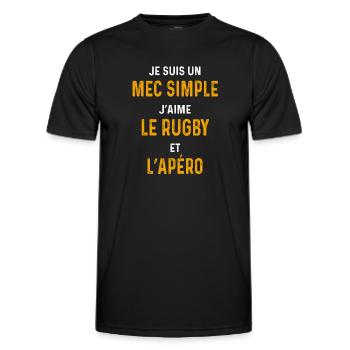 Rugby-Apéro Guy, einfacher Rugbyspieler - Männer Funktions-T-Shirt - Schwarz - Vorne - AI Model Male 178 dark (178cm)