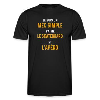 skateboard apéro Mec simple skateboardeur - T-shirt sport Homme - noir - Devant - AI Model Male 178 dark (178cm)