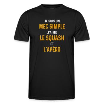 squash apéro Mec simple badiste - T-shirt sport Homme - noir - Devant - AI Model Male 178 dark (178cm)