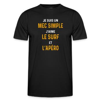 Surf aperitif Simple surfer guy - Men's Functional T-Shirt - black - Front - AI Model Male 178 dark (178cm)