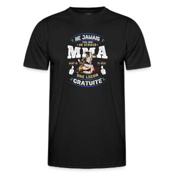MMA - Leçon Gratuite Arts Martiaux Mixtes - T-shirt sport Homme - noir - Devant - AI Model Male 178 dark (178cm)