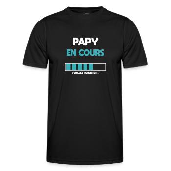 papy en cours futur papy grand-père - T-shirt sport Homme - noir - Devant - AI Model Male 178 dark (178cm)