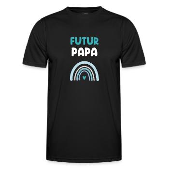 Zukünftiger Papa Regenbogen Geschenk Vater - Männer Funktions-T-Shirt - Schwarz - Vorne - AI Model Male 178 dark (178cm)