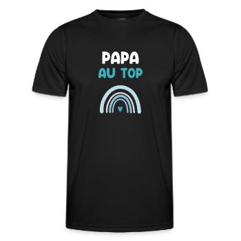 Papa an der Spitze Regenbogen Vater Geschenk - Männer Funktions-T-Shirt - Schwarz - Vorne - AI Model Male 178 dark (178cm)