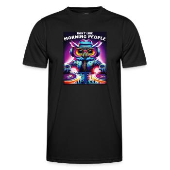 LES HIBOUX N’AIMENT PAS LES GENS DU MATIN - T-shirt sport Homme - noir - Devant - AI Model Male 178 dark (178cm)