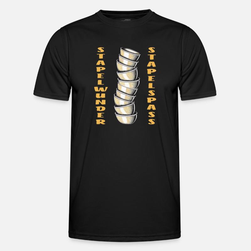 CUP STACKING STAPELWUNDER STAPELSPASS - Männer Funktions-T-Shirt - Schwarz