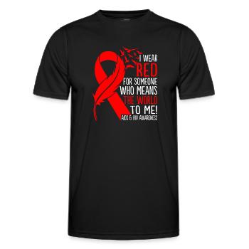 Je porte du rouge pour quelqu’un VIH Prévention Sida - T-shirt sport Homme - noir - Devant - AI Model Male 178 dark (178cm)