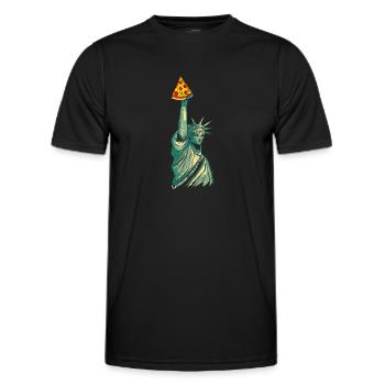 Statue of Liberty with Pizza Torch Artwork New - Men's Functional T-Shirt - black - Front - AI Model Male 178 dark (178cm)