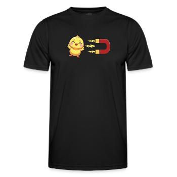 Cute chick with magnet: chick attraction - Men's Functional T-Shirt - black - Front - AI Model Male 178 dark (178cm)