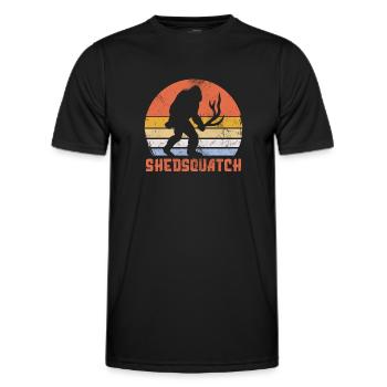Shedsquatch Antler Collecting Bigfoot Deer Shed - Men's Functional T-Shirt - black - Front - AI Model Male 178 dark (178cm)