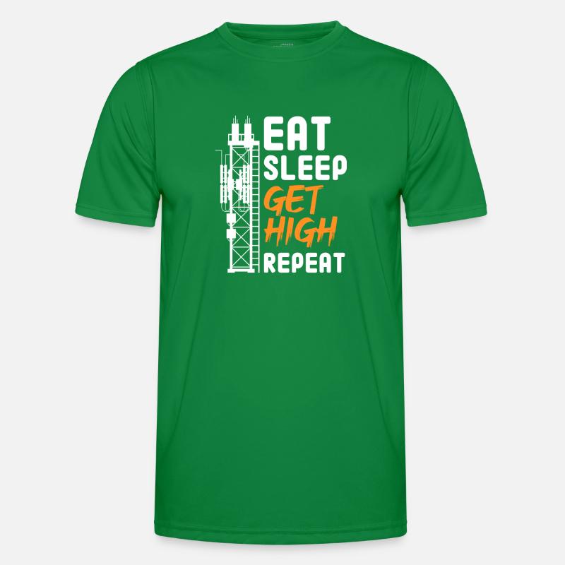 Eat Sleep Get High Repeat Tower Technician Männer Funktions-T-Shirt