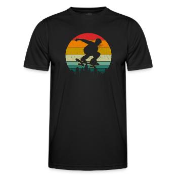 Retro Skate Longboarden Ausführen von Tricks - Männer Funktions-T-Shirt - Schwarz - Vorne - AI Model Male 178 dark (178cm)