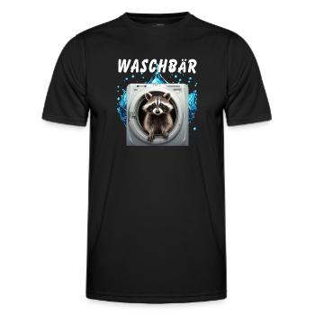 WASCHBÄR - Männer Funktions-T-Shirt - Schwarz - Vorne - AI Model Male 178 dark (178cm)