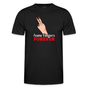 Same Fingers Forever - Humorvoller Liebesbeweis - Männer Funktions-T-Shirt - Schwarz - Vorne - AI Model Male 178 dark (178cm)