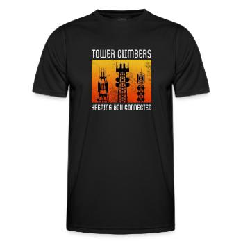 Tower Climbers Keeping You Connected Cell Mast - Men's Functional T-Shirt - black - Front - AI Model Male 178 dark (178cm)