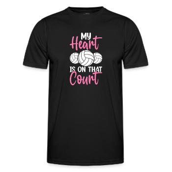 Mein Herz Ist Auf Diesem Platz Volleyball Lustige Beule - Männer Funktions-T-Shirt - Schwarz - Vorne - AI Model Male 178 dark (178cm)