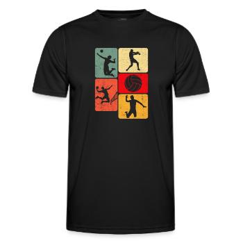 Retro Volleyball Smash Bump Set Spike Volleyball - Männer Funktions-T-Shirt - Schwarz - Vorne - AI Model Male 178 dark (178cm)