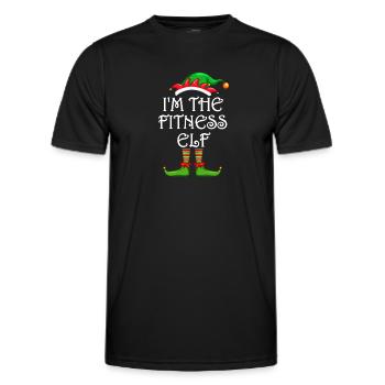 Jeg er Fitness Elf Shirt Matchende Familie - Funktionsshirt til herrer - sort - Foran - AI Model Male 178 dark (178cm)
