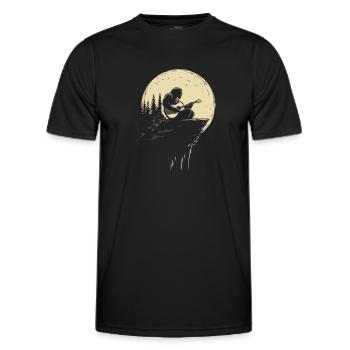 Gitarrenspieler Im Mondlicht Auf Felsen - Männer Funktions-T-Shirt - Schwarz - Vorne - AI Model Male 178 dark (178cm)