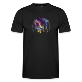 Mystische Nordlichter im Wald: Traumhafte Himmel - Männer Funktions-T-Shirt - Schwarz - Vorne - AI Model Male 178 dark (178cm)