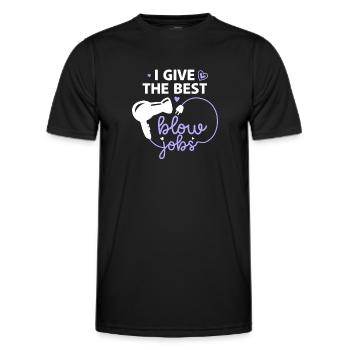 Coiffeur : je donne les meilleurs emplois de sèche-cheveux - T-shirt sport Homme - noir - Devant - AI Model Male 178 dark (178cm)
