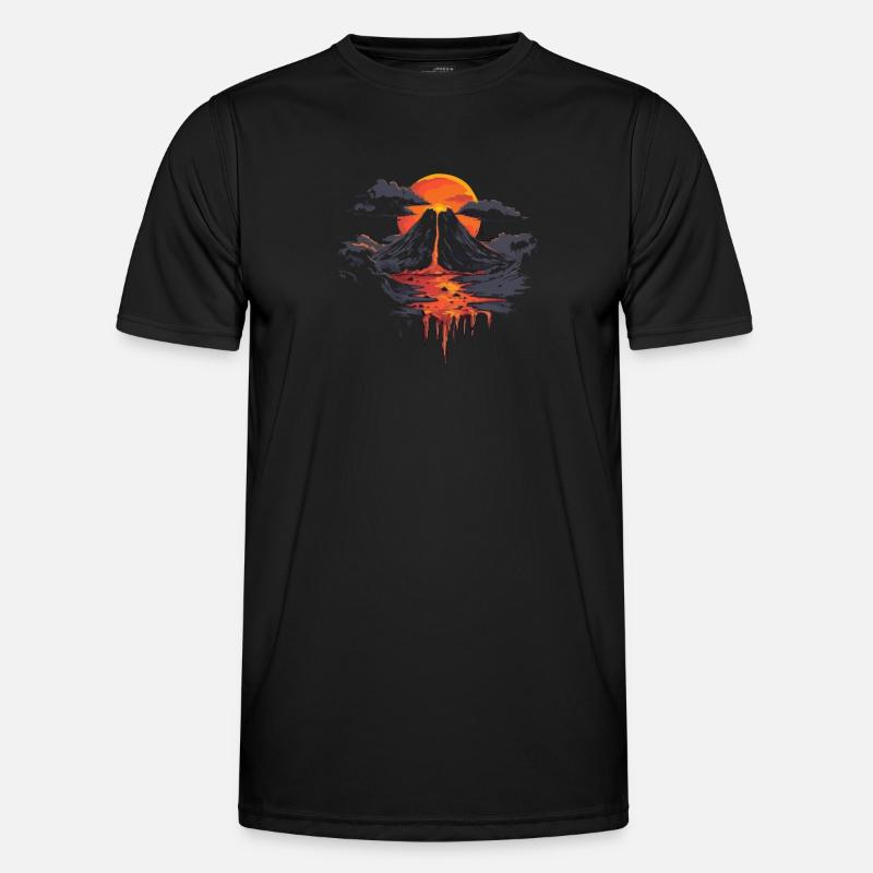 Volcanic landscape with dramatic sunset Men's Functional T-Shirt
