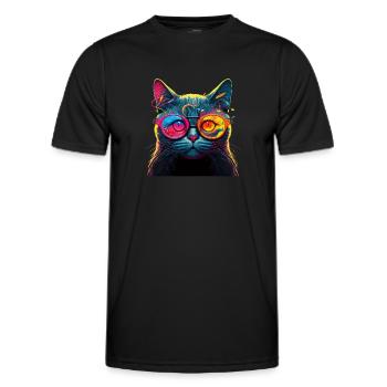 Katze Für Katzenbesitzer, Digitale Kunst Katze - Männer Funktions-T-Shirt - Schwarz - Vorne - AI Model Male 178 dark (178cm)