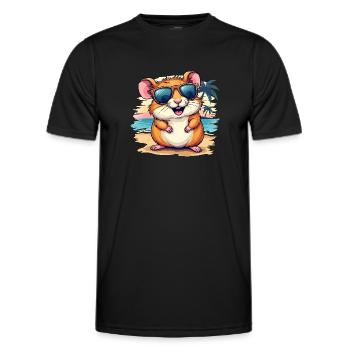 Maus Am Strand, Farbenfrohe Digitale Kunst - Männer Funktions-T-Shirt - Schwarz - Vorne - AI Model Male 178 dark (178cm)
