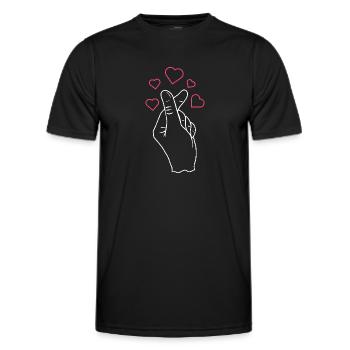 Liebevolle Handgeste Mit Herzen - Männer Funktions-T-Shirt - Schwarz - Vorne - AI Model Male 178 dark (178cm)
