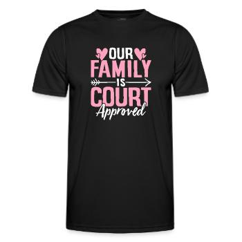 Notre famille est approuvée par le tribunal Gotcha drôle - T-shirt sport Homme - noir - Devant - AI Model Male 178 dark (178cm)