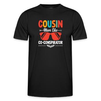 Cousin eher wie ein Mitverschwörer-Familientreffen - Männer Funktions-T-Shirt - Schwarz - Vorne - AI Model Male 178 dark (178cm)