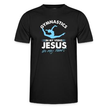 La gymnastique dans mes veines Jésus dans mon cœur chrétien - T-shirt sport Homme - noir - Devant - AI Model Male 178 dark (178cm)