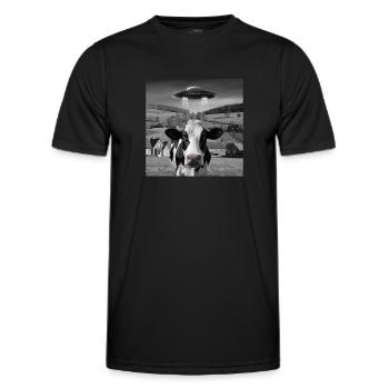 Alien-Begegnung Kuh Selfie - Männer Funktions-T-Shirt - Schwarz - Vorne - AI Model Male 178 dark (178cm)