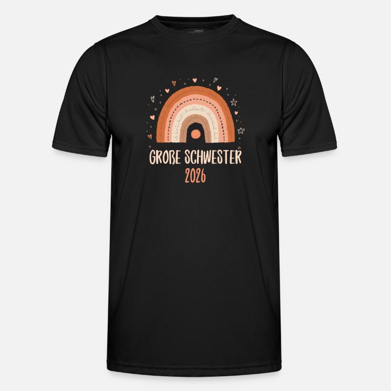 Große Schwester 2026 Regenbogen - Männer Funktions-T-Shirt - Schwarz