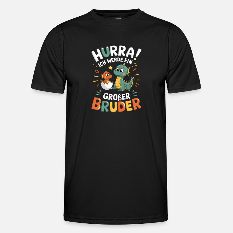 Ich werde ein großer Bruder Drache - Männer Funktions-T-Shirt - Schwarz