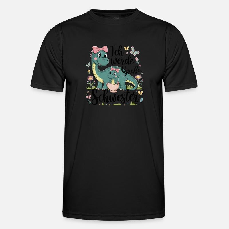 Ich werde eine große Schwester Dinosaurier - Männer Funktions-T-Shirt - Schwarz