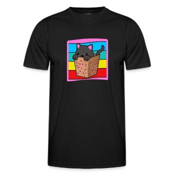 Chat dans une boîte - T-shirt sport Homme - noir - Devant - AI Model Male 178 dark (178cm)