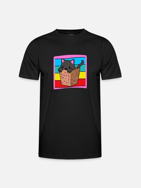 Cat in a box - Men's Functional T-Shirt - black