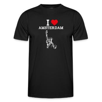I Love Amsterdam Cool Statue Of Liberty Heart Flag - Men's Functional T-Shirt - black - Front - AI Model Male 178 dark (178cm)