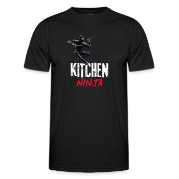 Kitchen Ninja – Tranchant, rapide, invisible - T-shirt sport Homme - noir - Devant - AI Model Male 178 dark (178cm)