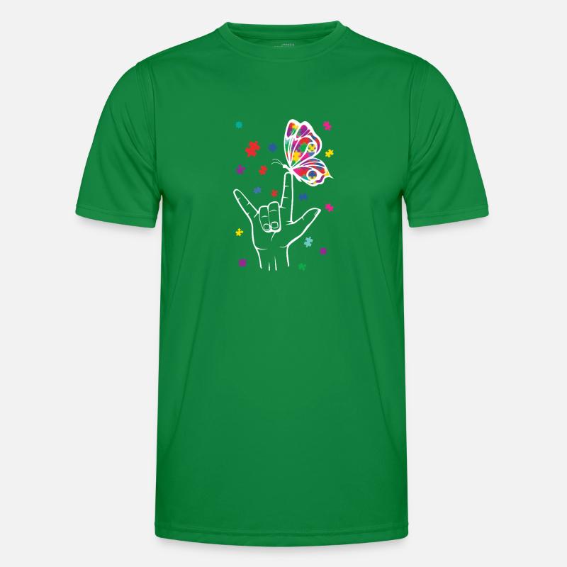 Autisme papillon puzzle signe de la main T-shirt sport Homme