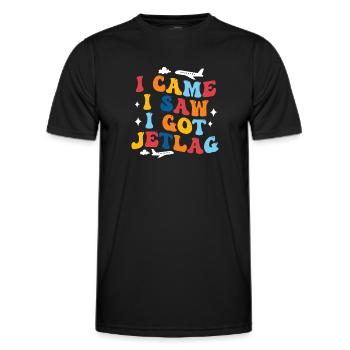 Je suis venu, j’ai vu, j’ai eu le décalage horaire, l’humour de voyage - T-shirt sport Homme - noir - Devant - AI Model Male 178 dark (178cm)