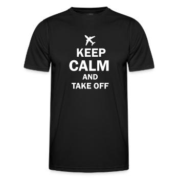 Keep Calm And Take Off Fun Vacation - Men's Functional T-Shirt - black - Front - AI Model Male 178 dark (178cm)