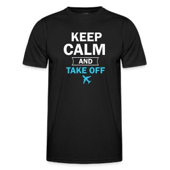 Keep Calm And Take Off Fun Vacation - Men's Functional T-Shirt - black - Front - AI Model Male 178 dark (178cm)