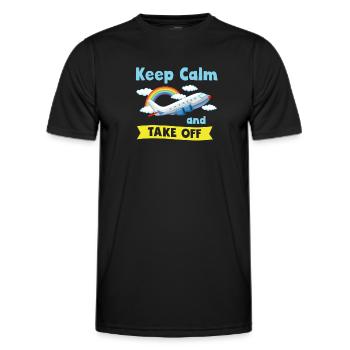 Keep Calm And Take Off Fun Vacation - Men's Functional T-Shirt - black - Front - AI Model Male 178 dark (178cm)