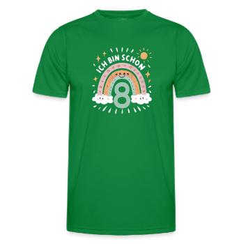 8. Geburtstag Geburtstagsshirt Regenbogen Wolke - Männer Funktions-T-Shirt - Kelly Green - Vorne - AI Model Male 178 dark (178cm)
