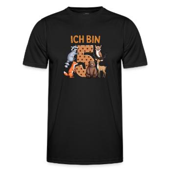 5ème Anniversaire 5 Ans Animaux de la Forêt Animaux de la Forêt - T-shirt sport Homme - noir - Devant - AI Model Male 178 dark (178cm)
