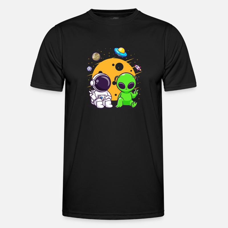 Astronaut Alien Chilling In Space - Men's Functional T-Shirt - black